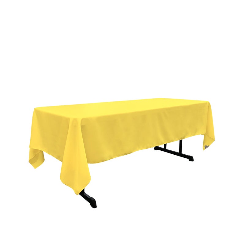 LA Linen Polyester Poplin Washable Rectangular Tablecloth, Stain and Wrinkle Resistant Table Cover 60x120, Fabric Table Cloth for Dinning, Kitchen, Party, Holiday 60 by 120-Inch, Yellow Light - Image 1
